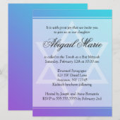 Blauwgroen Paarse ster David Bat Mitzvah Kaart (Voorkant / Achterkant)