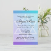 Blauwgroen Paarse ster David Bat Mitzvah Kaart (Staand voorkant)