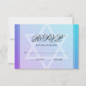 Blauwgroen Paarse ster David Bat Mitzvah RSVP (Voorkant)