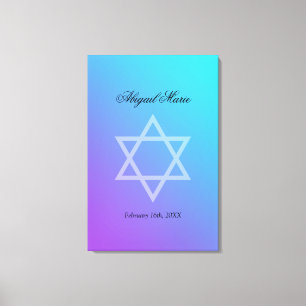 Blauwgroen Paarse ster van David Bat Mitzvah Inlog Canvas Afdruk
