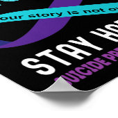 Blauwgroen Paarse steun voor zelfmoordpreventie oo Poster (Hoek)