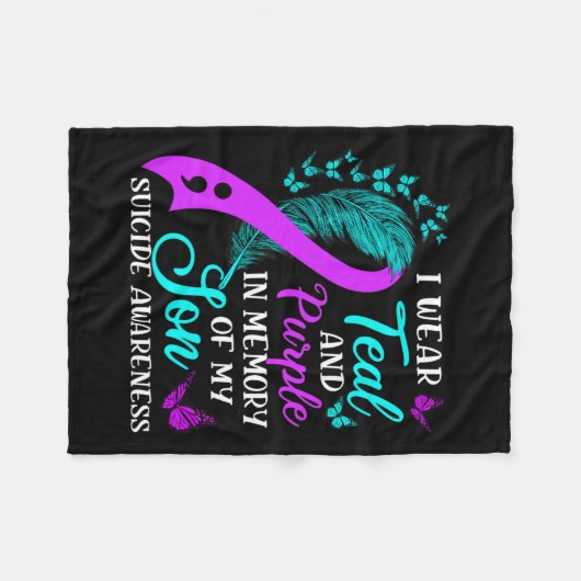 Blauwgroen Paarse ter nagedachtenis van mijn zoont Fleece Deken (Voorkant (Horizontaal))