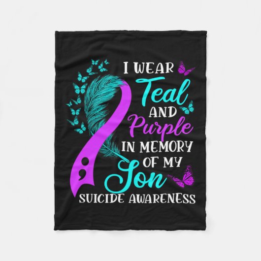 Blauwgroen Paarse ter nagedachtenis van mijn zoont Fleece Deken (Voorkant)