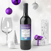 🍷 Blauwgroen Paarse & Twinkling Waterverf Monogra Wijn Etiket
