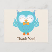 Blauwgroen & Paarse Uil Dank u Briefkaart (Voorkant)