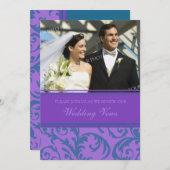 Blauwgroen Paarse uitnodiging tot het uitzenden va (Voorkant / Achterkant)