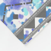 Blauwgroen & Paarse Waterverf Grijs Aztec Patroon  Fleece Deken (Hoek)