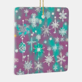 Blauwgroen Paarse Waterverf Snowflakes Keramisch Ornament (Rechts)