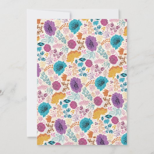 Blauwgroen Paarse Yellow Spring Meadow Engagement Kaart (Achterkant)