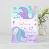 Blauwgroen Paarse Zeemeermin staarten Verjaardagsu Kaart (Staand voorkant)