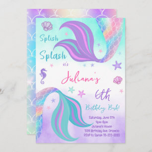 Blauwgroen Paarse Zeemeermin staarten Verjaardagsu Kaart