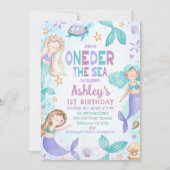 Blauwgroen Paarse Zeemeerminnen Oneder het Zee 1e Kaart (Voorkant)