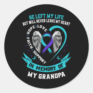 Blauwgroen Paarse Zelfmoord Bewustzijn Shirt opa P Ronde Sticker