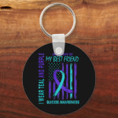 Blauwgroen Paarse Zelfmoord Bewustzijnsvlag Beste  Sleutelhanger (Voorkant)