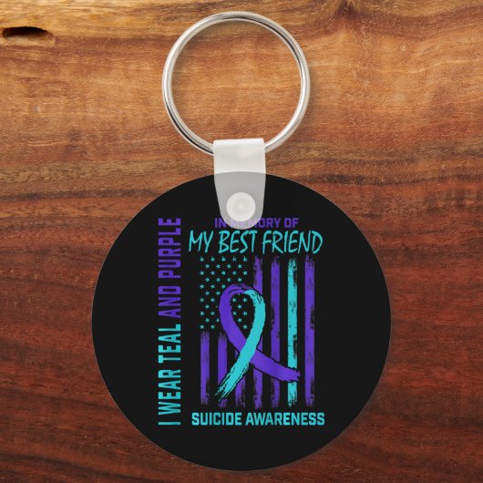 Blauwgroen Paarse Zelfmoord Bewustzijnsvlag Beste  Sleutelhanger (Voorkant)