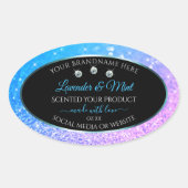 Blauwgroen Paarse zwarte Glitter-etiketten diamant Ovale Sticker (Voorkant)