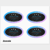 Blauwgroen Paarse zwarte Glitter-etiketten diamant Ovale Sticker (Vel)
