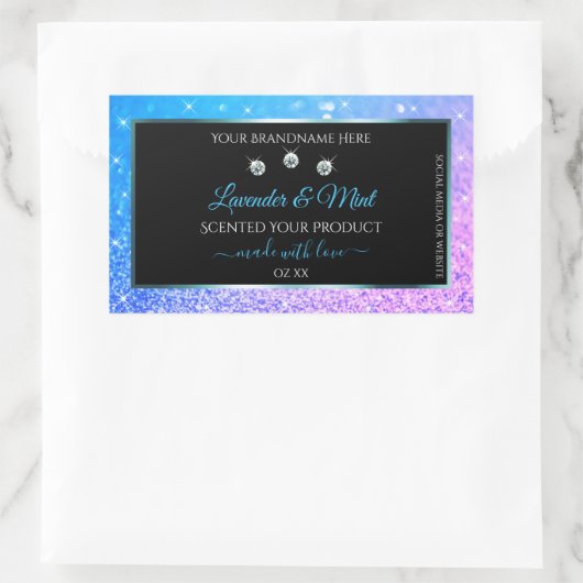 Blauwgroen Paarse zwarte Glitter-etiketten diamant Rechthoekige Sticker (Tas)