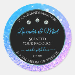Blauwgroen Paarse zwarte Glitter-etiketten diamant Ronde Sticker