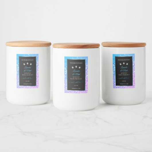 Blauwgroen Paarse zwarte Glitter-etiketten diamant Voedselcontainer Etiket (Flessen)