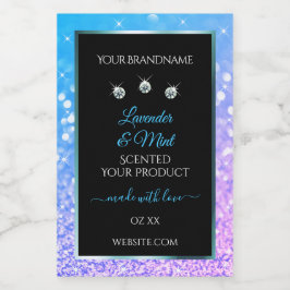 Blauwgroen Paarse zwarte Glitter-etiketten diamant Voedselcontainer Etiket