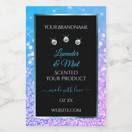 Blauwgroen Paarse zwarte Glitter-etiketten diamant Voedselcontainer Etiket (Enkel label)