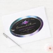 Blauwgroen Paarse zwarte Glitter-productlabels met Ovale Sticker (Envelop)