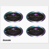 Blauwgroen Paarse zwarte Glitter-productlabels met Ovale Sticker (Vel)