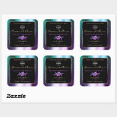 Blauwgroen Paarse zwarte Glitter-productlabels met Vierkante Sticker (Vel)