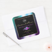 Blauwgroen Paarse zwarte Glitter-productlabels met Vierkante Sticker (Envelop)