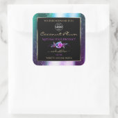 Blauwgroen Paarse zwarte Glitter-productlabels met Vierkante Sticker (Tas)