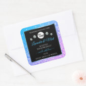 Blauwgroen Paarse zwarte Glitter-productlabels met Vierkante Sticker (Envelop)