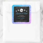 Blauwgroen Paarse zwarte Glitter-productlabels met Vierkante Sticker (Tas)