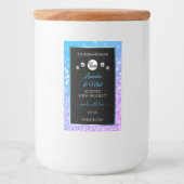 Blauwgroen Paarse zwarte Glitter-productlabels met Voedselcontainer Etiket (Voorkant)