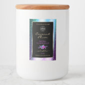 Blauwgroen Paarse zwarte Glitter-productlabels met Voedselcontainer Etiket (Voorkant)