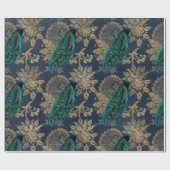 Blauwgroen packs op blauw en goud cadeaupapier (Vlak)