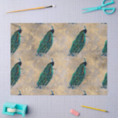 Blauwgroen packs op gouden ontkoppeling tissuepapier (Craft)