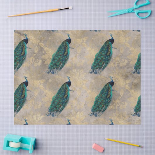 Blauwgroen packs op gouden ontkoppeling tissuepapier (Craft)