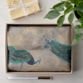 Blauwgroen packs op gouden ontkoppeling tissuepapier (Geschenk)