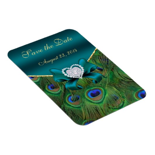 Blauwgroen pacock Sla de datum op Magneet (Rechterzijde)