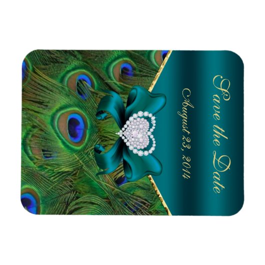 Blauwgroen pacock Sla de datum op Magneet (Horizontaal)