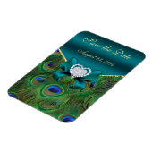 Blauwgroen pacock Sla de datum op Magneet (Linkerzijde)