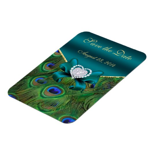 Blauwgroen pacock Sla de datum op Magneet (Linkerzijde)