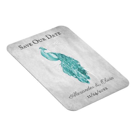 Blauwgroen Pacock sparen de Datum Magnet Magneet (Rechterzijde)