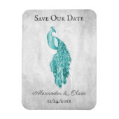 Blauwgroen Pacock sparen de Datum Magnet Magneet (Verticaal)