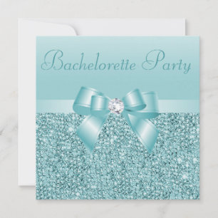 Blauwgroen pailletten, Bow & Diamond Bachelorette Kaart