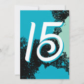 Blauwgroen Paint Splatter Foto 15e verjaardag Uitn Kaart (Achterkant)