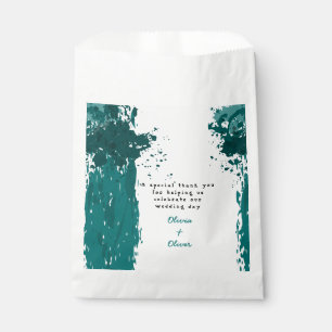 Blauwgroen Paint Splatter - Wedding Favoriet Bag Bedankzakje