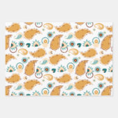 Blauwgroen Paisley 19" x 29" Papieren vellen (Voorkant 2)