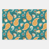 Blauwgroen Paisley 19" x 29" Papieren vellen (Voorkant)